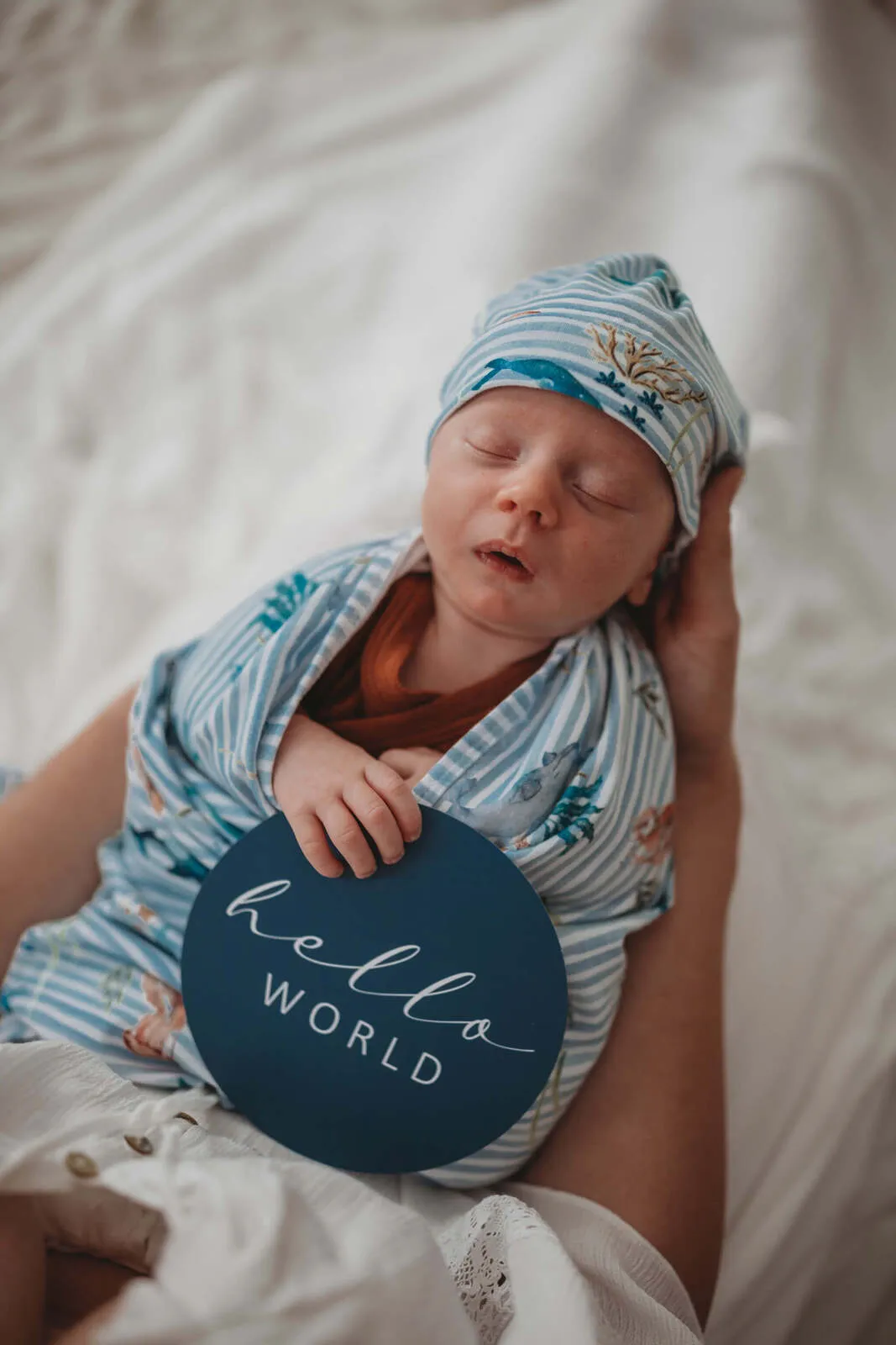 Snuggle Hunny Baby Jersey Wrap & Beanie Set - Whale