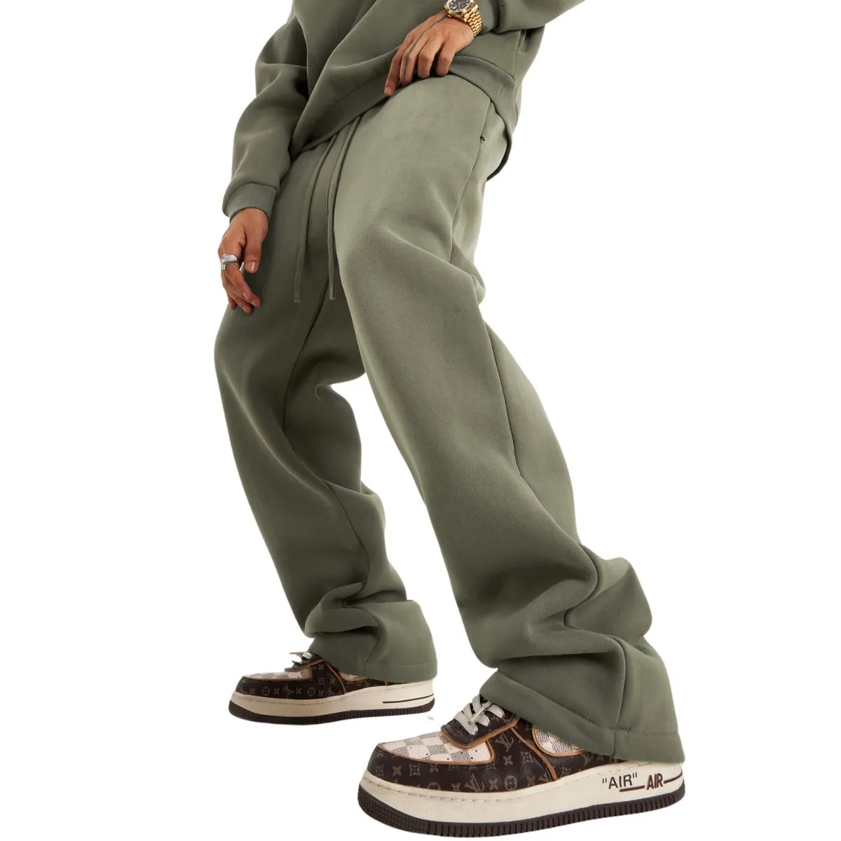 Solid Color Plush Lining Baggy Sweatpants