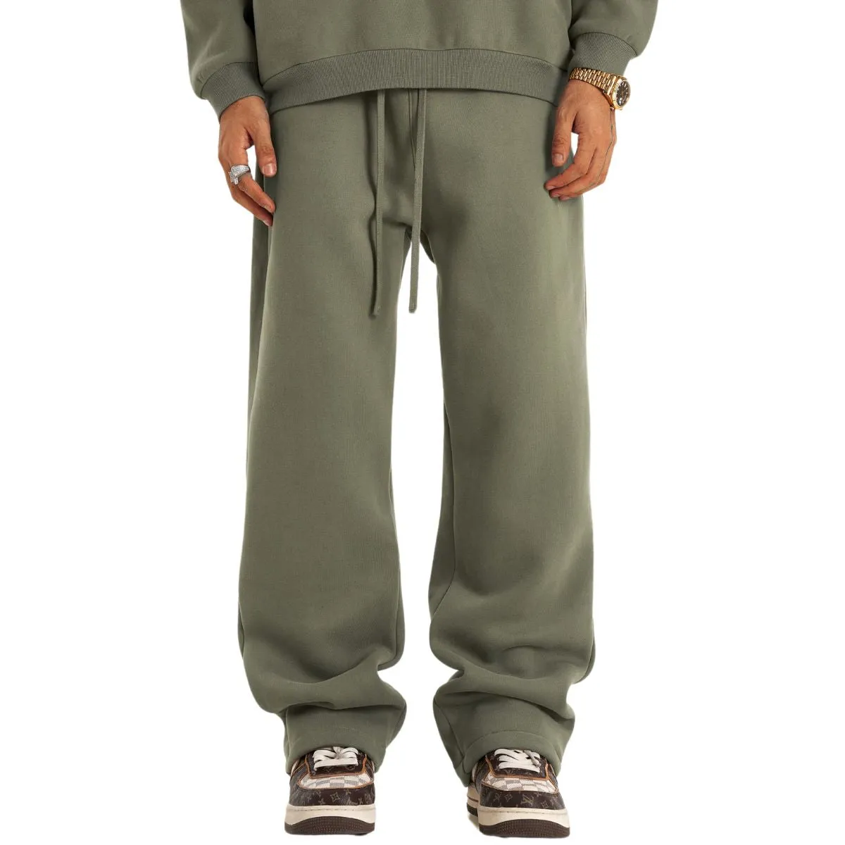 Solid Color Plush Lining Baggy Sweatpants