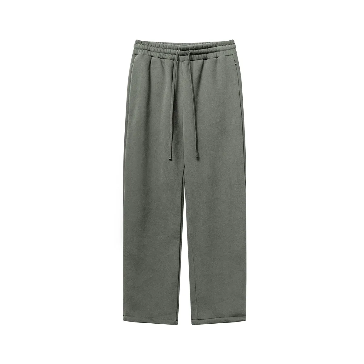 Solid Color Plush Lining Baggy Sweatpants