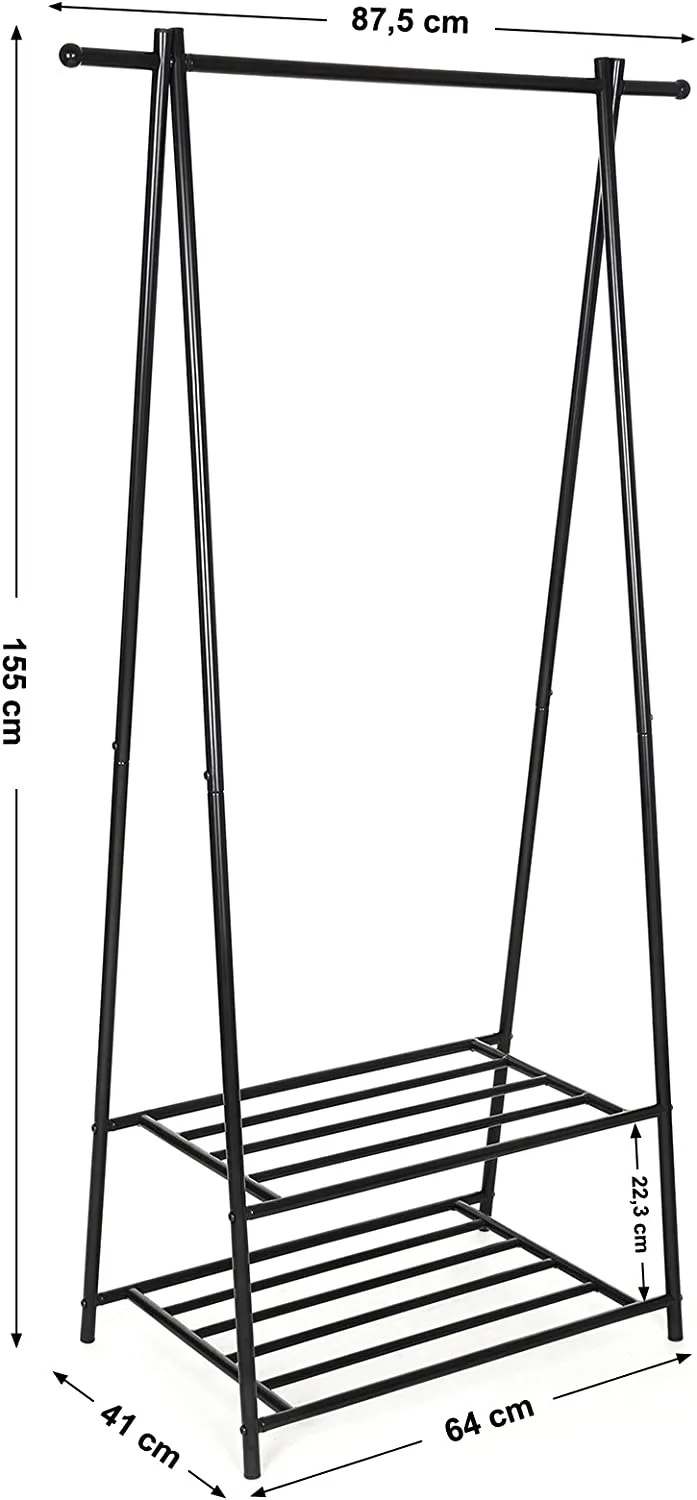 Space Saving Metal Frame Coat Stand - Black