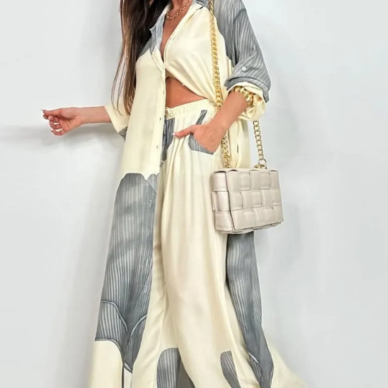 🌸Spring Specials💐 Full Button Down Long Shirt & Drawstring Pants Set