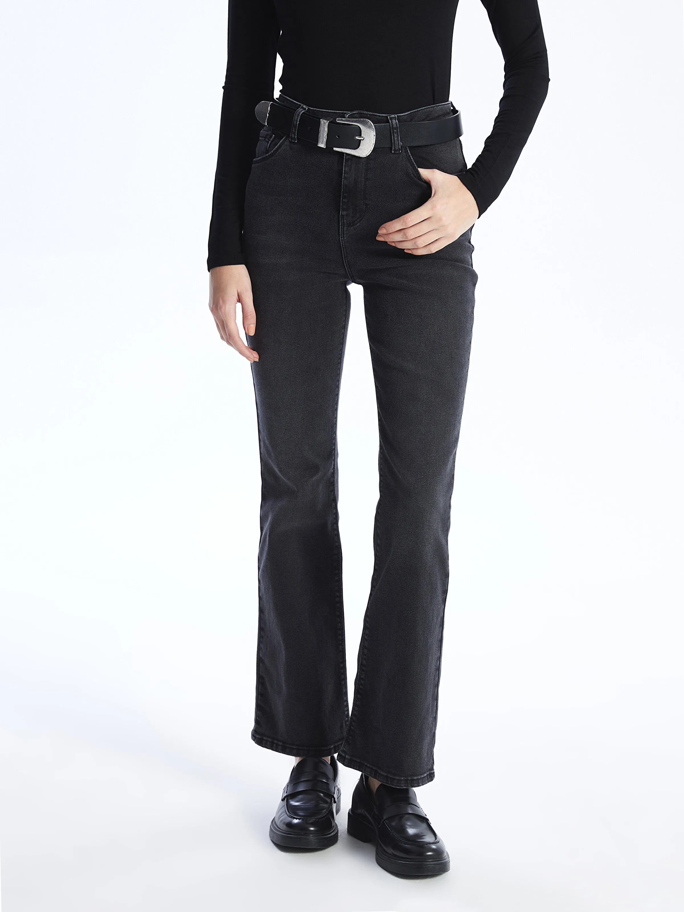 Stand Collar Plain Long Sleeve Women T-Shirt