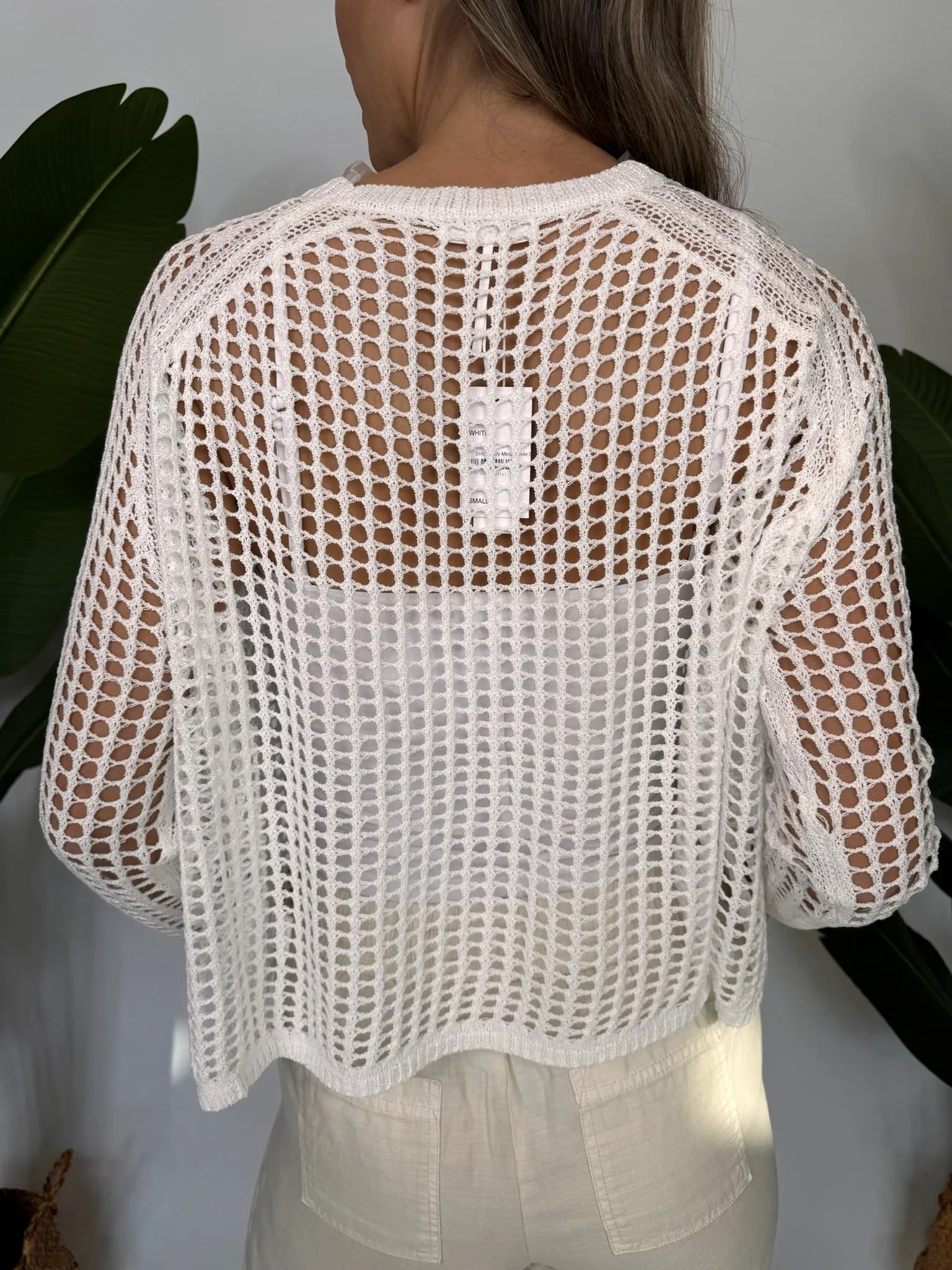 Stitch Drop Daily Mesh Sweater White