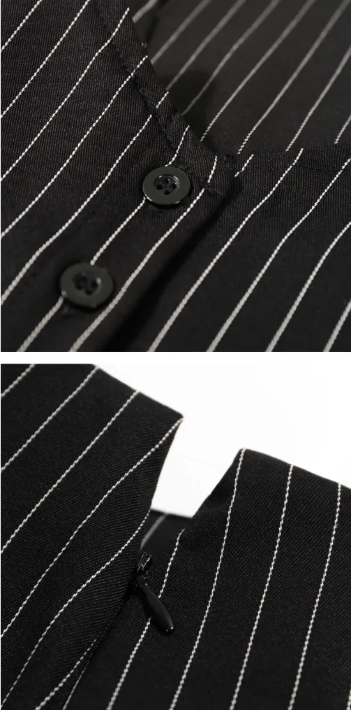Striped Vest / Skirt / Suit Set