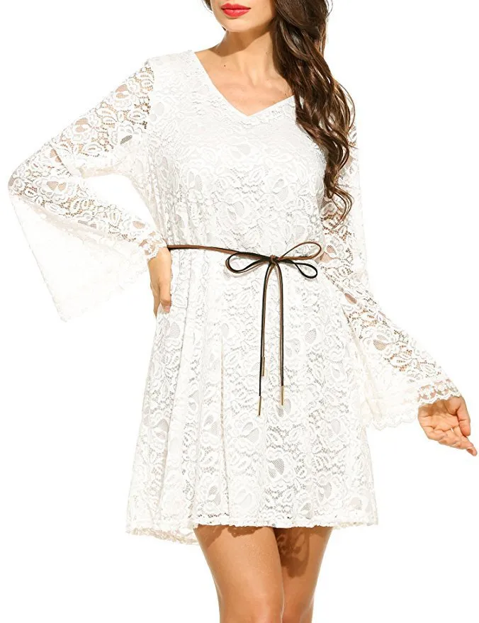Summer Elegance V-Neck Lace Dress