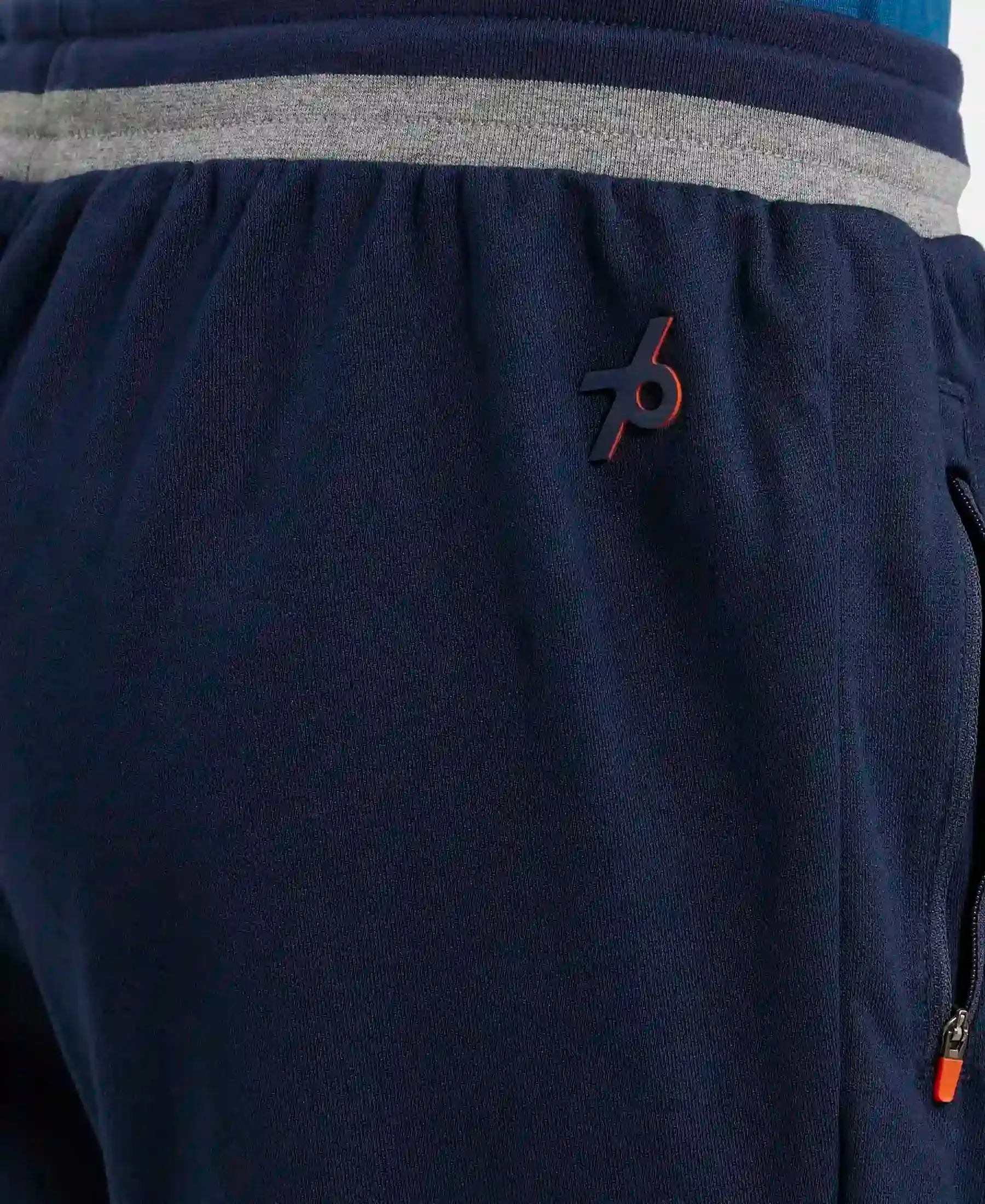 Super Combed Cotton Rich Pique Slim Fit Jogger with Zipper Pockets - Navy