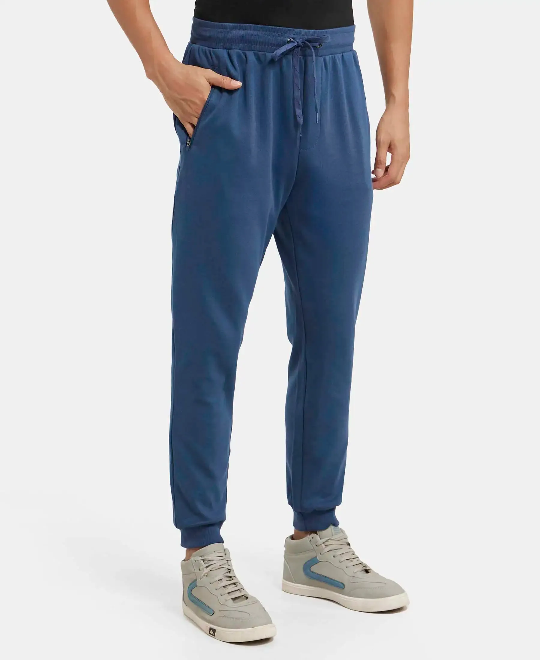 Super Combed Cotton Rich Slim Fit Jogger with Zipper Pockets - Insignia Blue