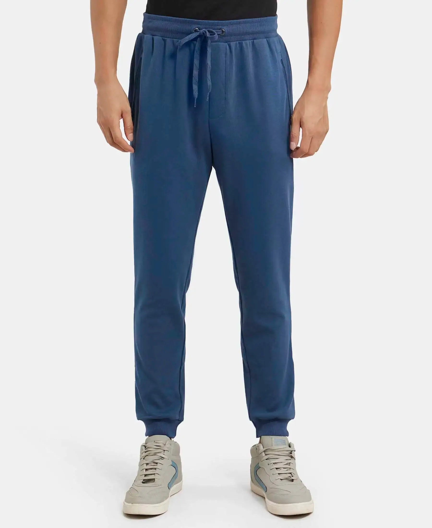 Super Combed Cotton Rich Slim Fit Jogger with Zipper Pockets - Insignia Blue
