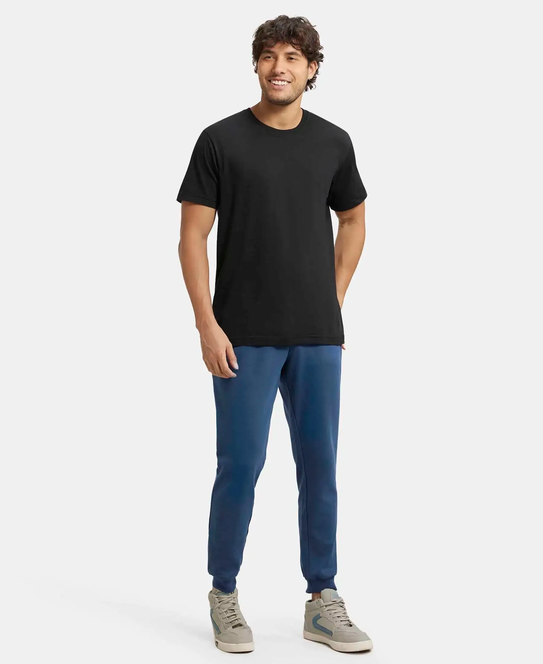Super Combed Cotton Rich Slim Fit Jogger with Zipper Pockets - Insignia Blue
