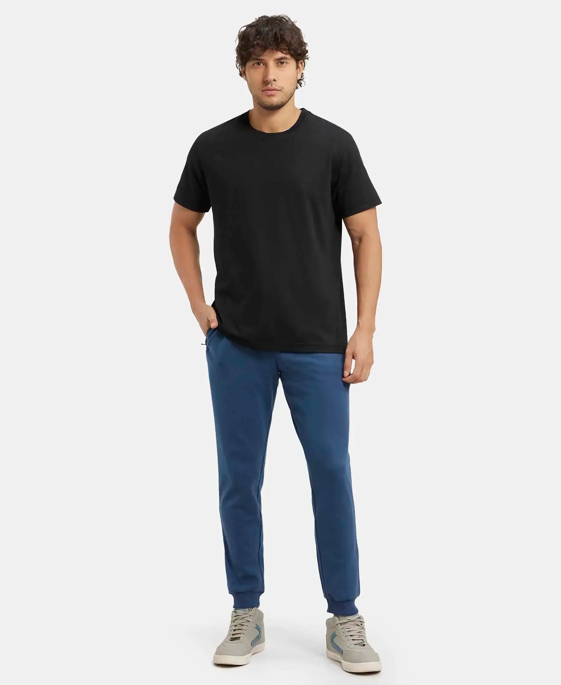 Super Combed Cotton Rich Slim Fit Jogger with Zipper Pockets - Insignia Blue