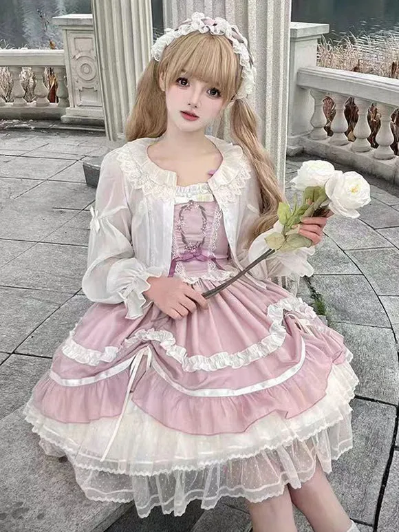 Sweet Ecru White Long Sleeves Ruffles