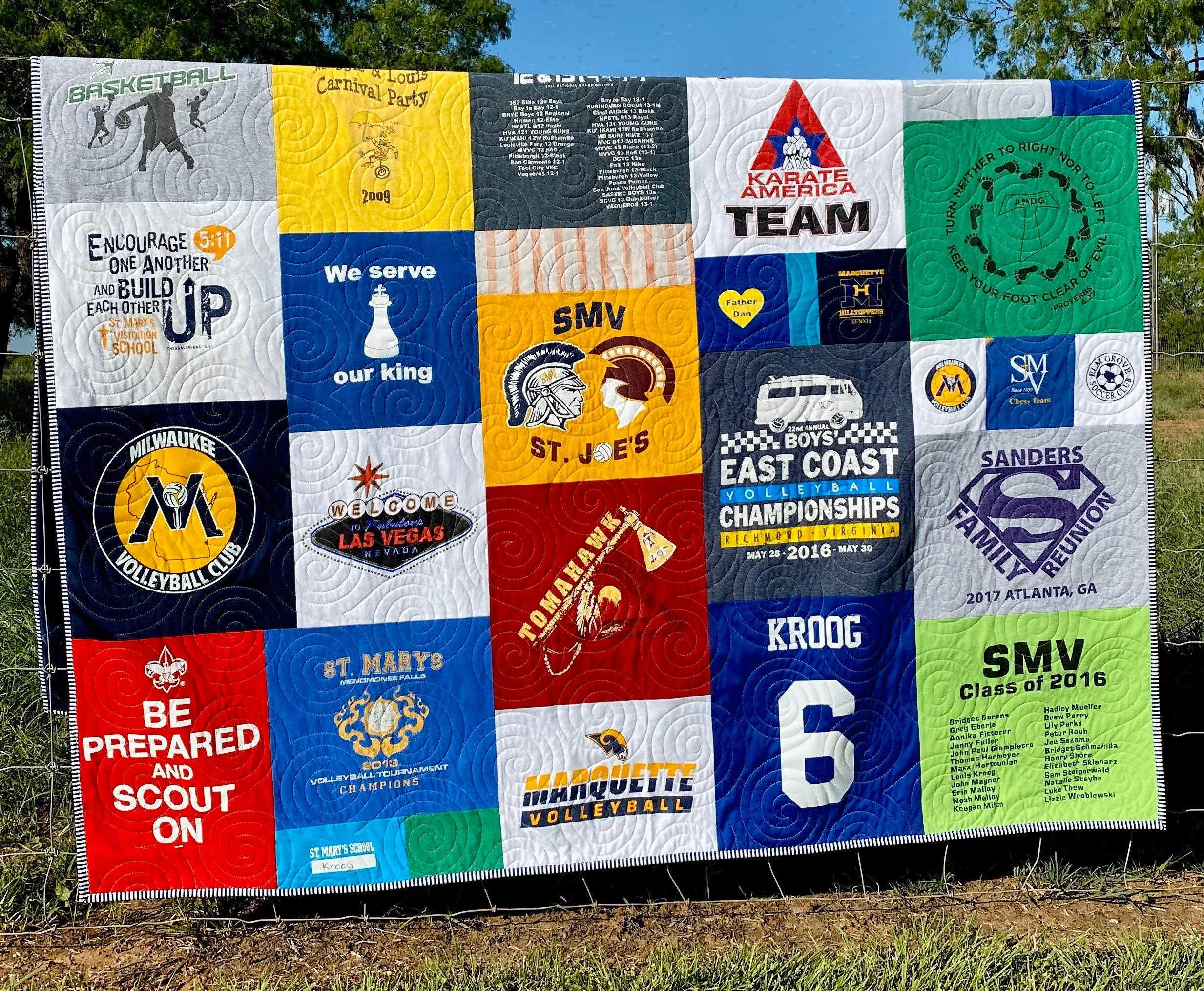 T Shirt Quilt DEPOSIT Memory Blanket High School Graduation Gift for Senior Graduate Birthday Gift Teenager College University Mosaic Modern
