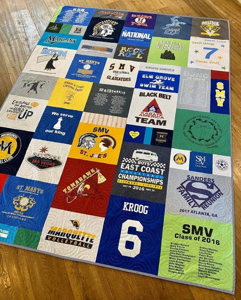 T Shirt Quilt DEPOSIT Memory Blanket High School Graduation Gift for Senior Graduate Birthday Gift Teenager College University Mosaic Modern