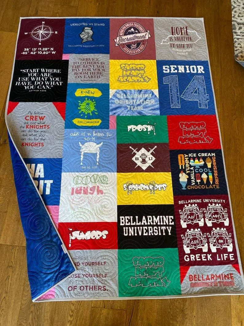 T Shirt Quilt DEPOSIT Memory Blanket High School Graduation Gift for Senior Graduate Birthday Gift Teenager College University Mosaic Modern