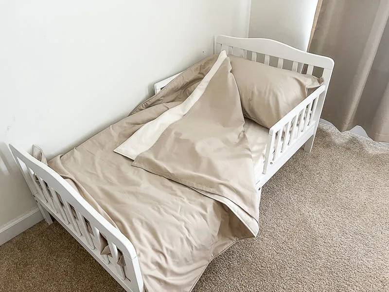 Tan and Natural Toddler Crib Bedding Set