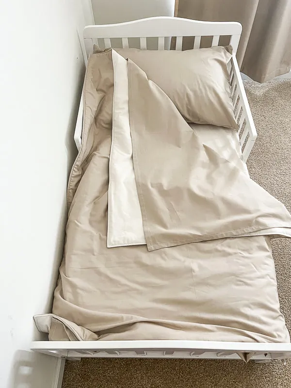 Tan and Natural Toddler Crib Bedding Set