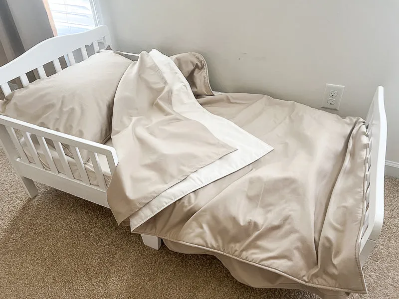 Tan and Natural Toddler Crib Bedding Set
