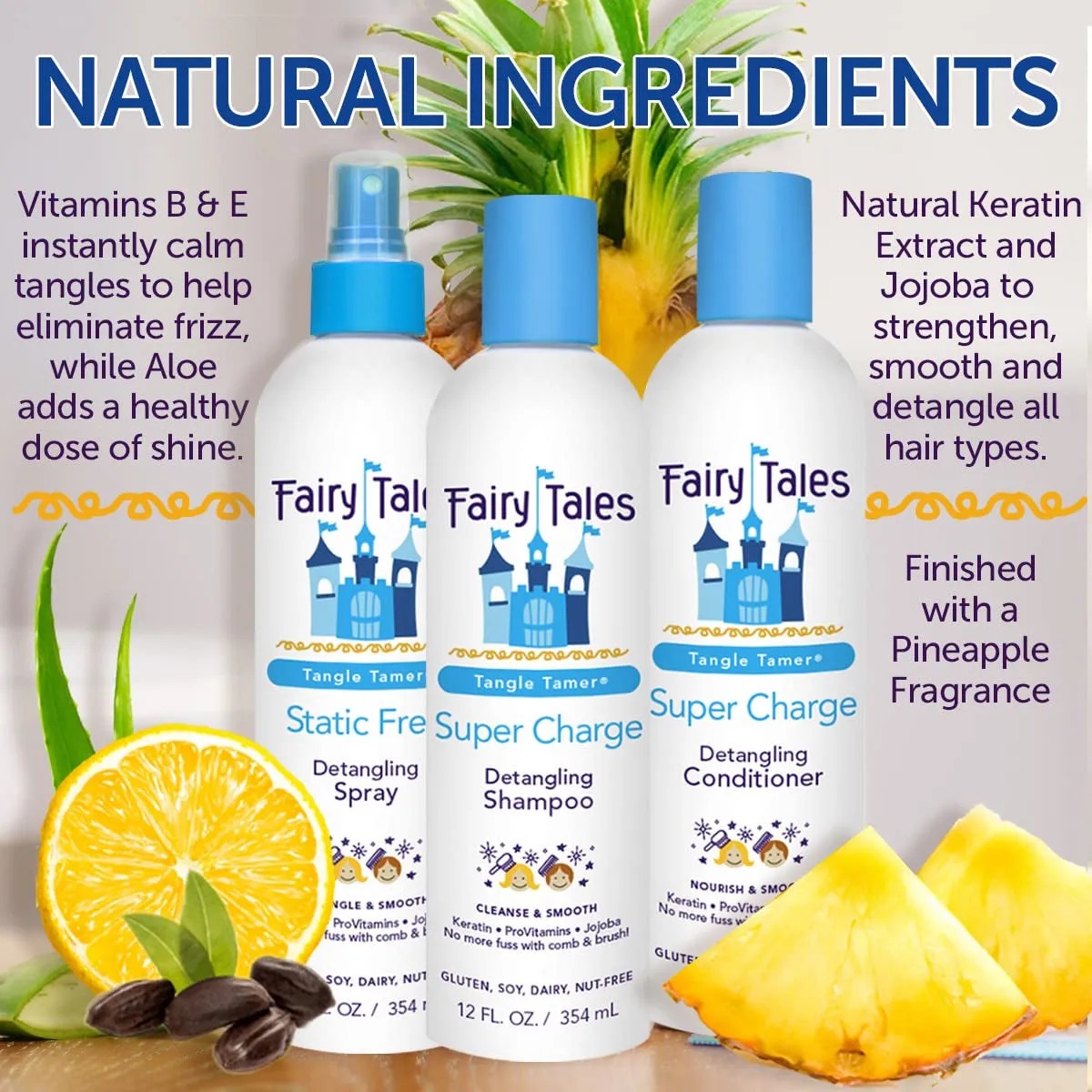 Tangle Tamer Detangling Spray for Kids - Ultra Moisturizing and anti Frizz Protection - Paraben Free, Sulfate Free - 12 Oz
