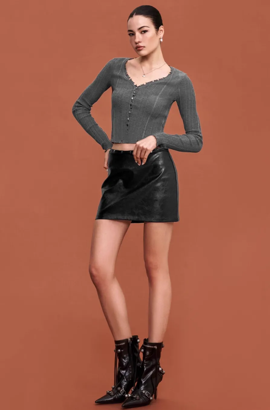 Textured Raw Hem Cardigan