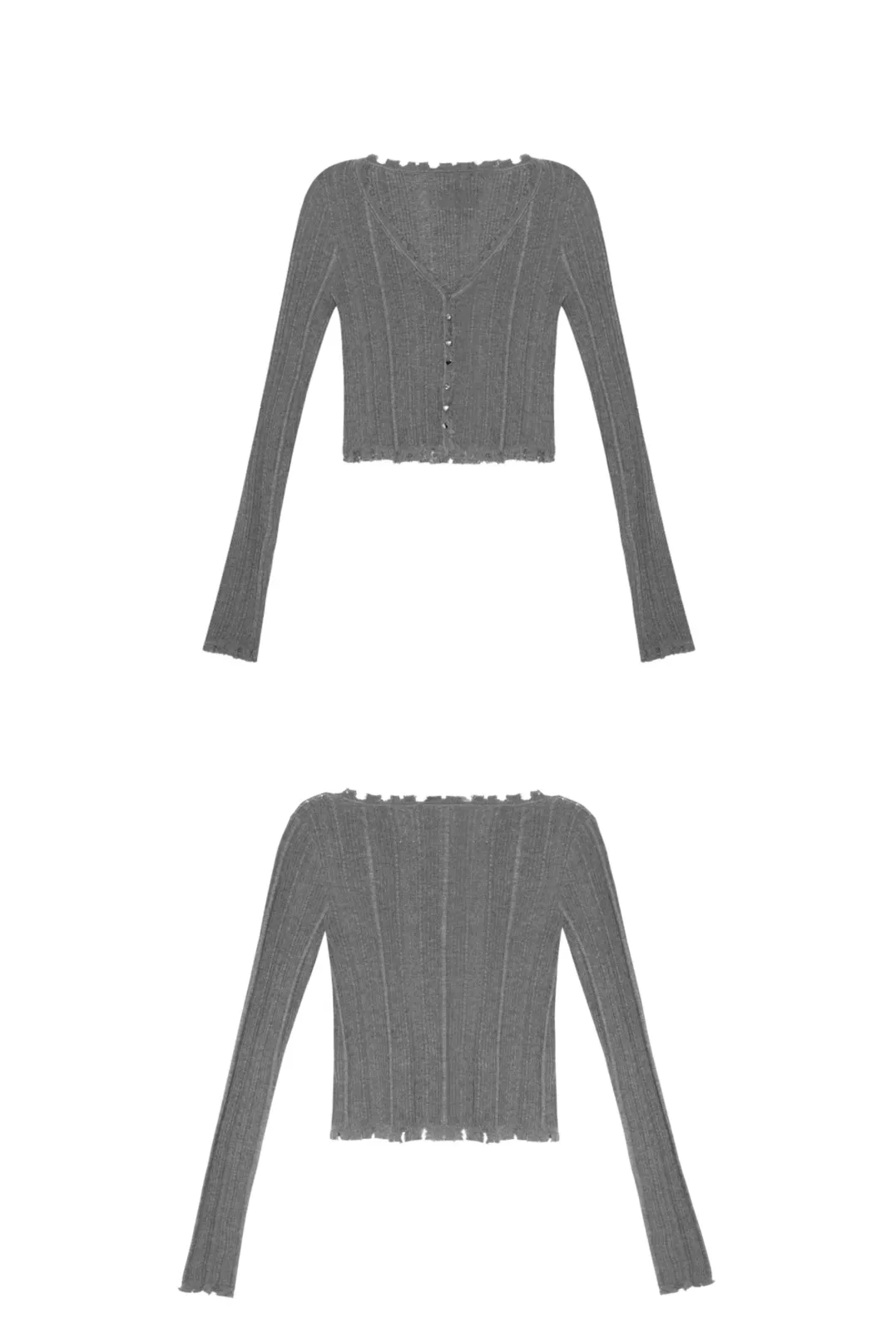 Textured Raw Hem Cardigan