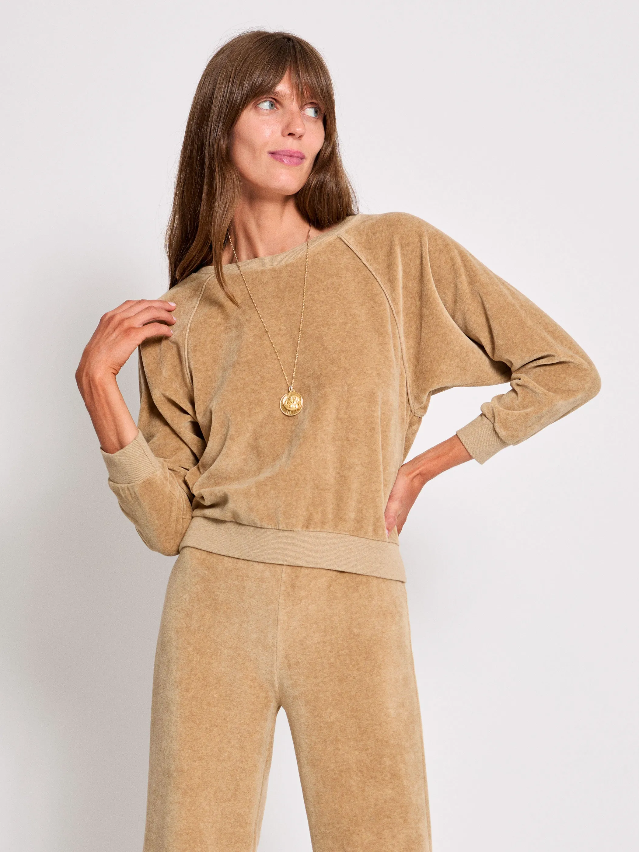 The Saba Raglan Top in Velour