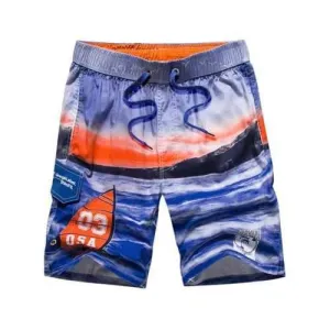 Tie Dye Sailboat Print Swim Trunks - Purple 2xl
