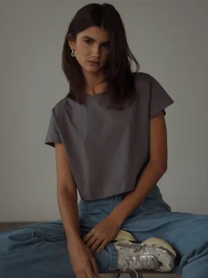 TIMELESS CROP TEE - STORM GREY
