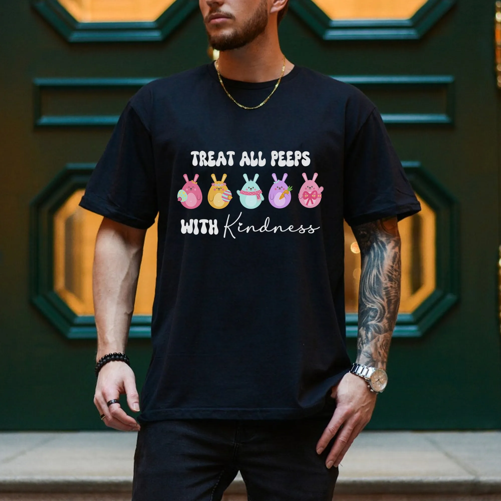 Treat All Peeps With Kindness Shirt, Teachers Easter Shirt, Easter Gift For Teacher, Teachers Easter Day Outfit, Teacher Bunny Shirt Gift