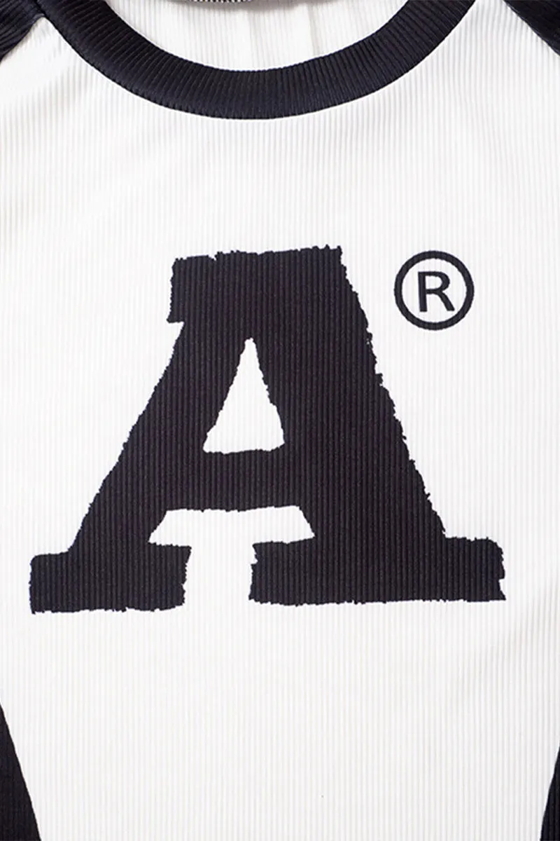 TS3426 Black and White Tee  Top