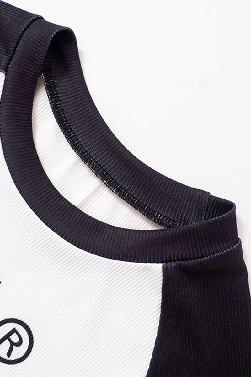 TS3426 Black and White Tee  Top