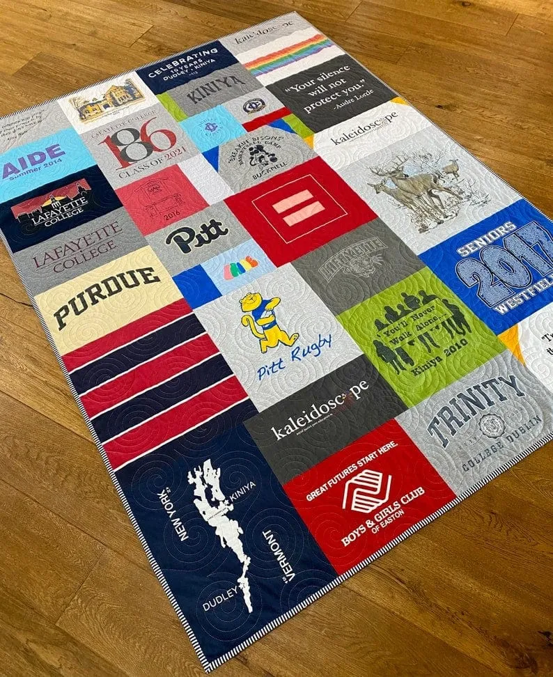 Tshirt Quilt Custom DEPOSIT Memory Blanket Graduation Gift Tee Handmade Keepsake Sport Clothing College Birthday Lap Throw Twin Memorial