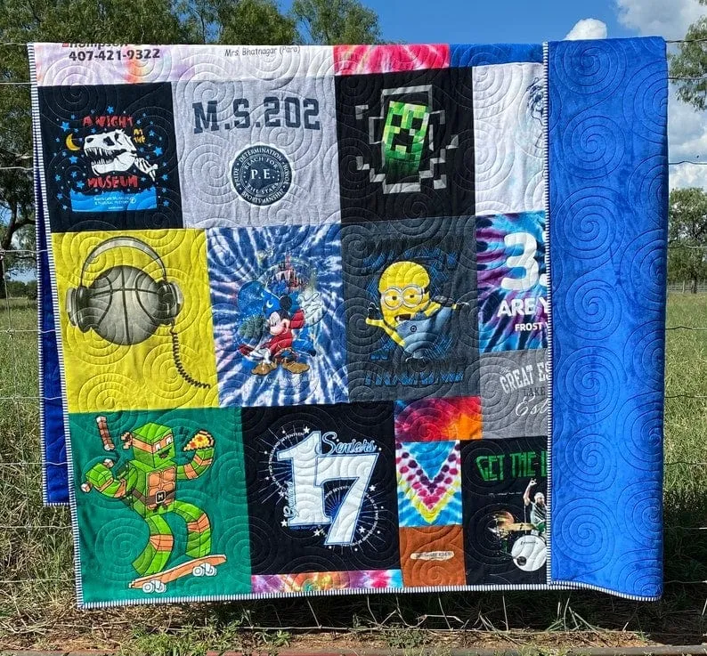 Tshirt Quilt Custom DEPOSIT Memory Blanket Graduation Gift Tee Handmade Keepsake Sport Clothing College Birthday Lap Throw Twin Memorial