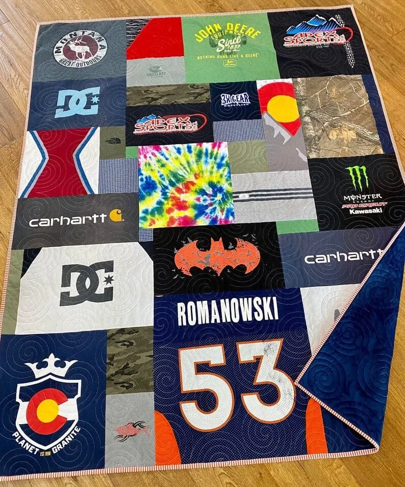 Tshirt Quilt Custom DEPOSIT Memory Blanket Graduation Gift Tee Handmade Keepsake Sport Clothing College Birthday Lap Throw Twin Memorial