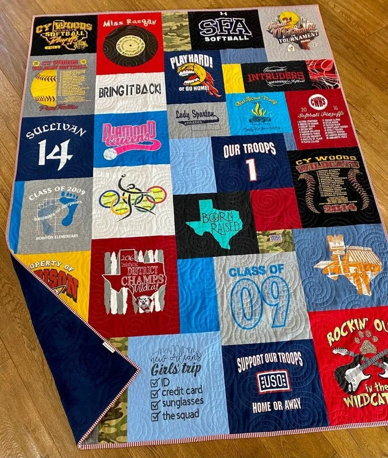 Tshirt Quilt Custom DEPOSIT Memory Blanket Graduation Gift Tee Handmade Keepsake Sport Clothing College Birthday Lap Throw Twin Memorial