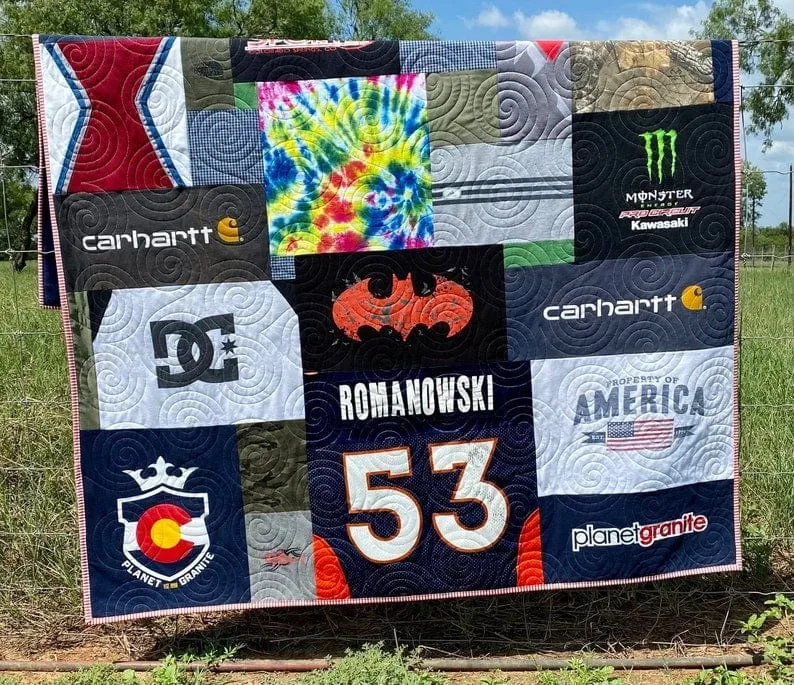 Tshirt Quilt Custom DEPOSIT Memory Blanket Graduation Gift Tee Handmade Keepsake Sport Clothing College Birthday Lap Throw Twin Memorial
