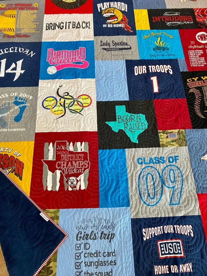 Tshirt Quilt Custom DEPOSIT Memory Blanket Graduation Gift Tee Handmade Keepsake Sport Clothing College Birthday Lap Throw Twin Memorial