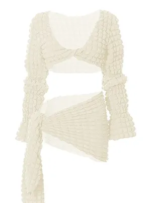 Two-Piece Bubble Texured Skirt Set