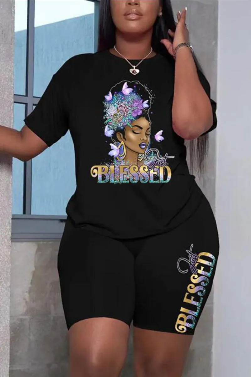 UI695 Graphic T-Shirt Top and Shorts Set