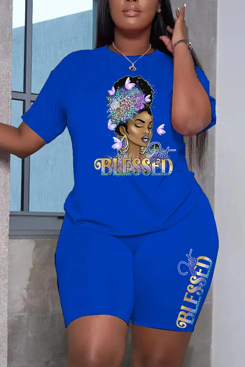 UI695 Graphic T-Shirt Top and Shorts Set