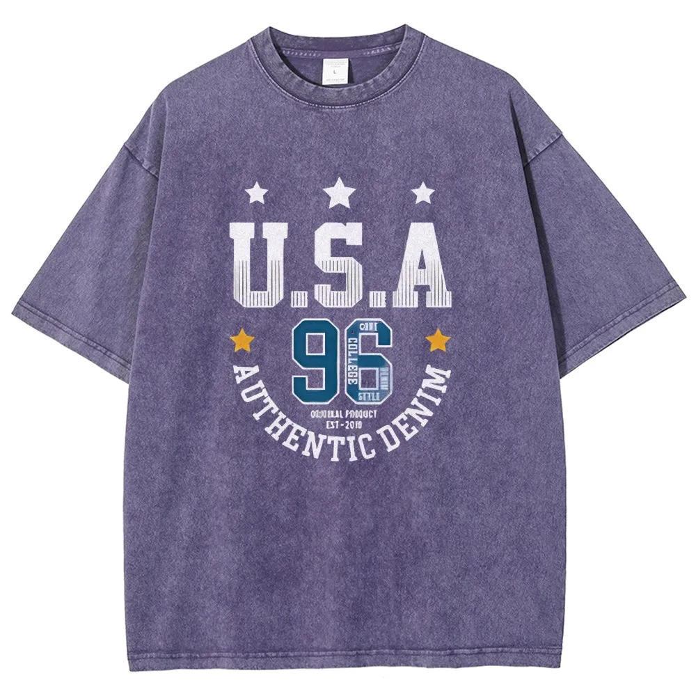 Unisex USA With Star Graphic Independence's Day Vintage Washed Tee