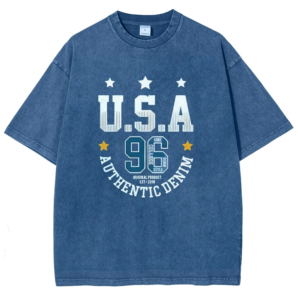 Unisex USA With Star Graphic Independence's Day Vintage Washed Tee