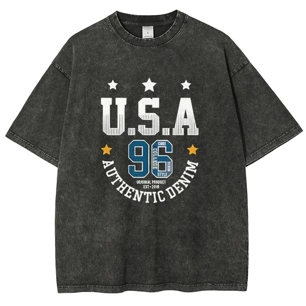 Unisex USA With Star Graphic Independence's Day Vintage Washed Tee