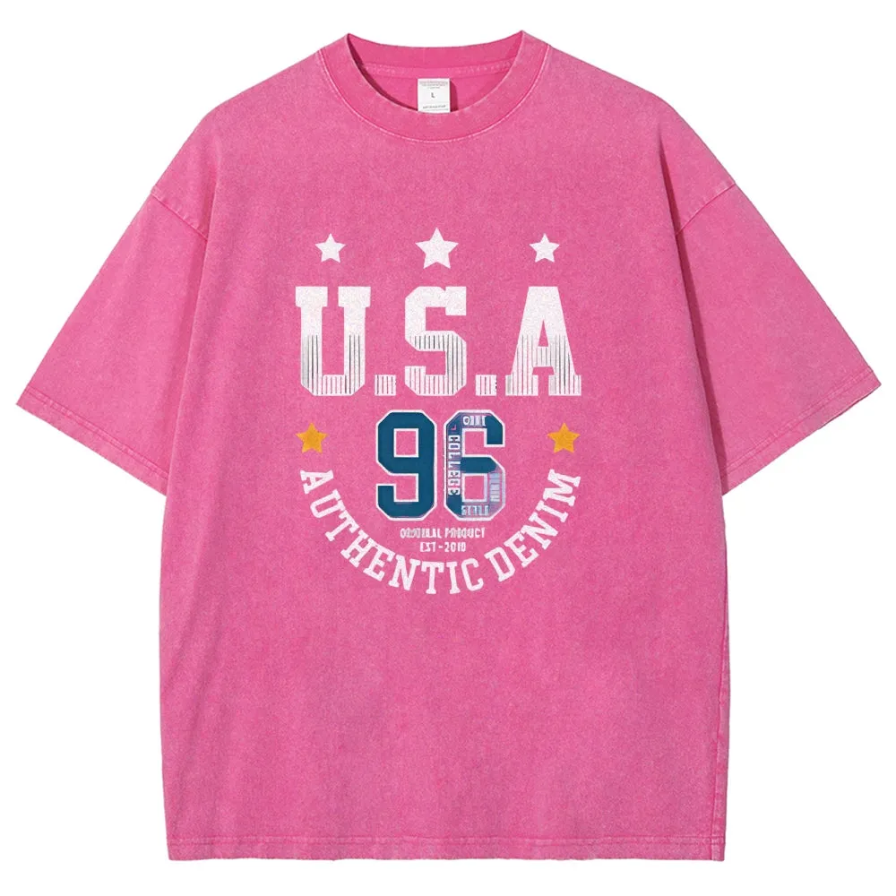 Unisex USA With Star Graphic Independence's Day Vintage Washed Tee