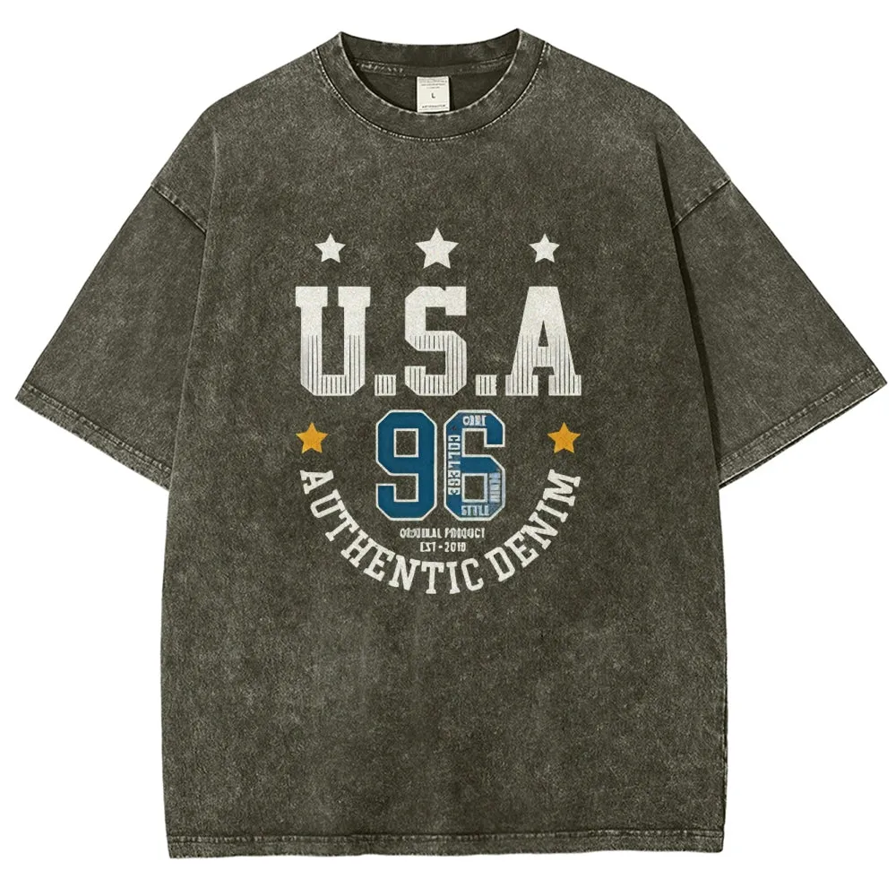 Unisex USA With Star Graphic Independence's Day Vintage Washed Tee