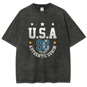 Unisex USA With Star Graphic Independence's Day Vintage Washed Tee
