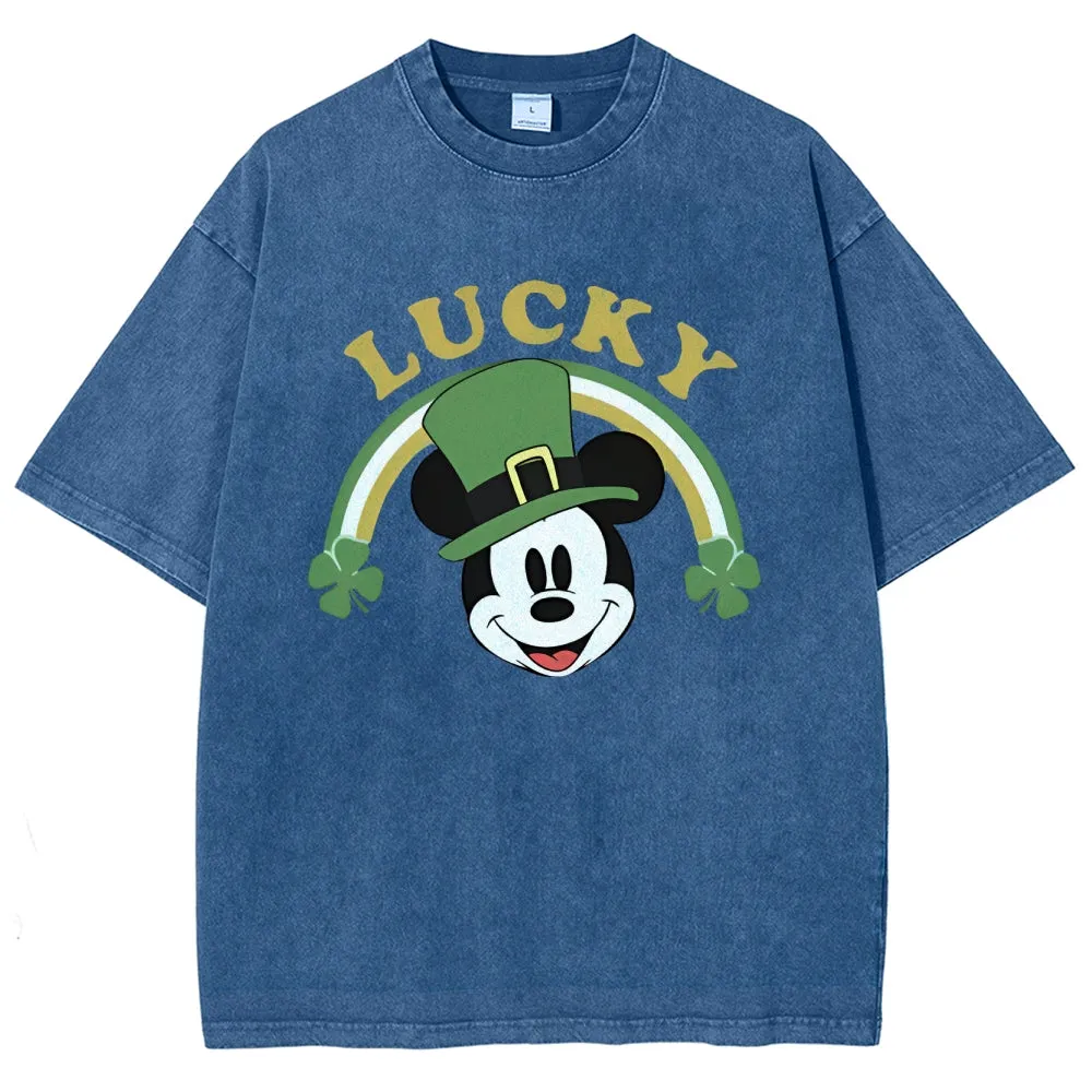 Unisex Vintage Be Lucky With Shamrock For St. Patrick's Day Graphic Washed Tee