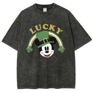 Unisex Vintage Be Lucky With Shamrock For St. Patrick's Day Graphic Washed Tee