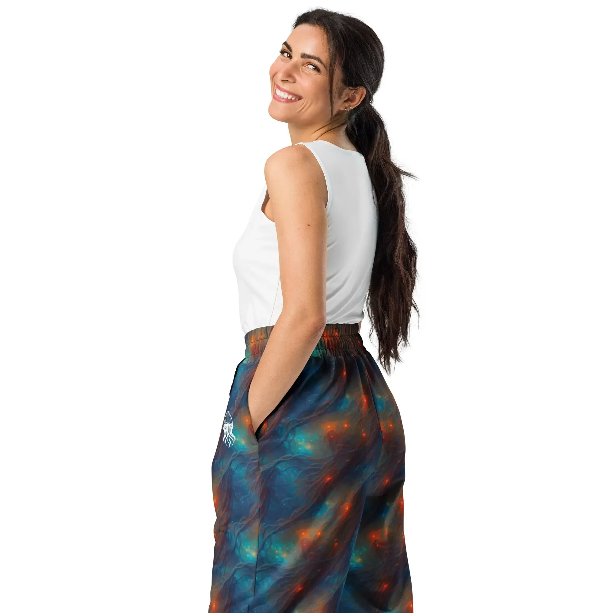 Unisex Wide-leg Joggers - Nebular Nexus