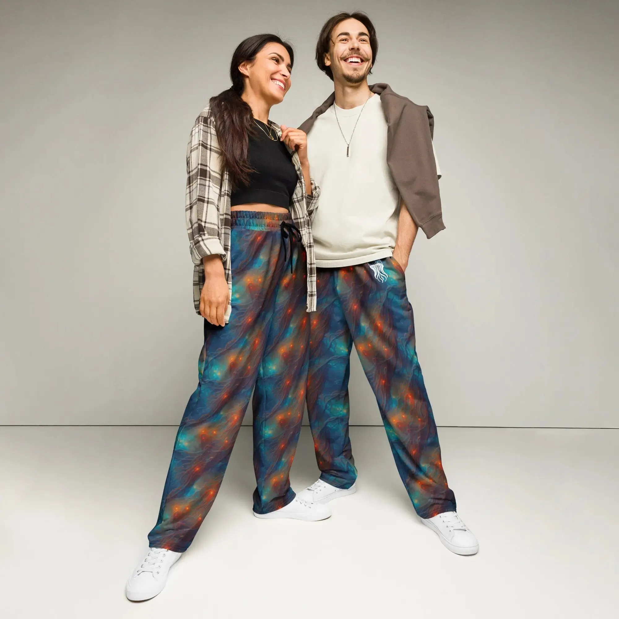 Unisex Wide-leg Joggers - Nebular Nexus
